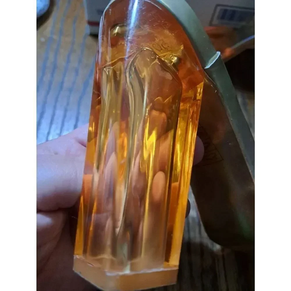 9 Mackin J Orange Transparent Open Toe Acrylic Slip On Chunky High Heel Shoes